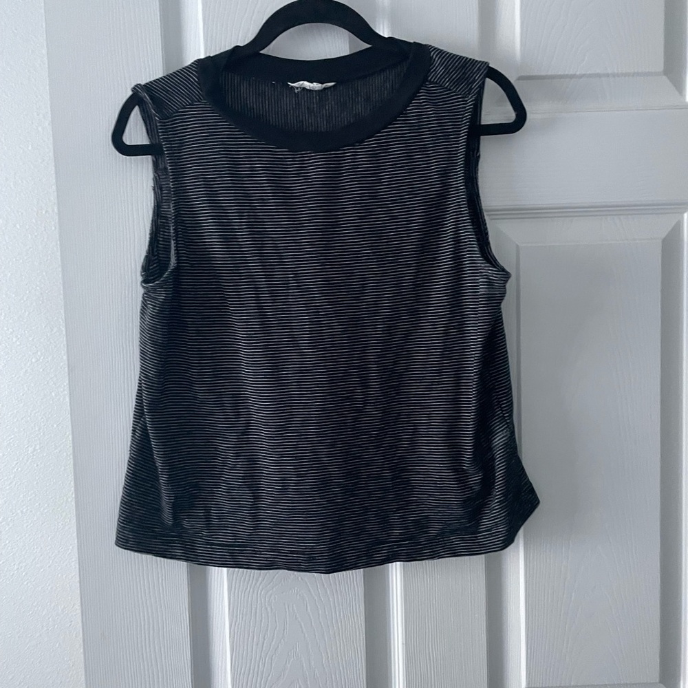 Caslon Black and Gray Striped Tank Top